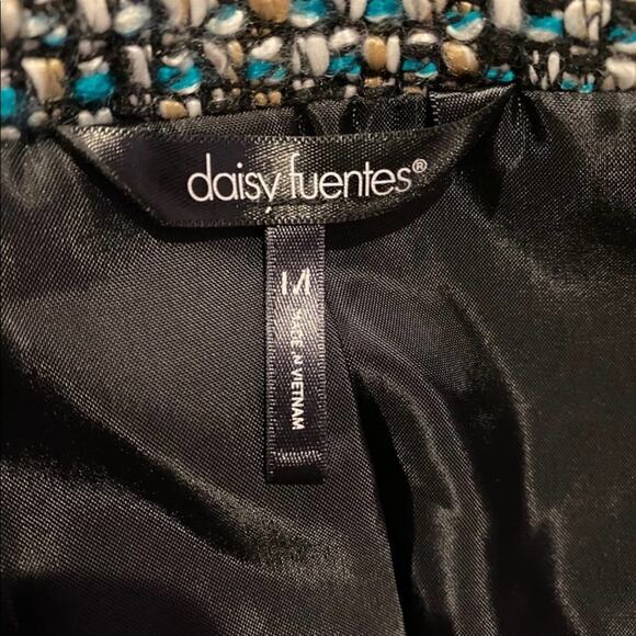 Daisy Fuentes Boucle Tweed Collarless Suit Jacket Sz M - Picture 5 of 6